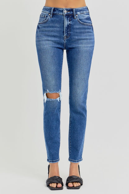 Full Size High Rise Ankle Skinny Knee Distressed Risen Jeans