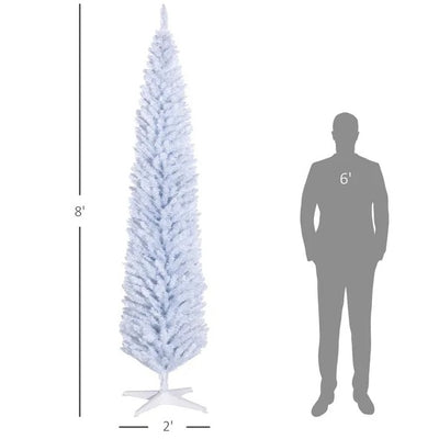 White Pencil Christmas Tree - 8 FT Slim Artificial