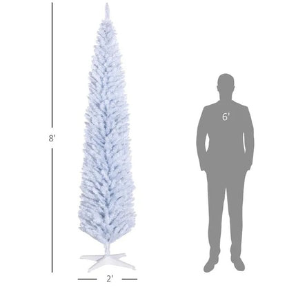 White Pencil Christmas Tree - 8 FT Slim Artificial