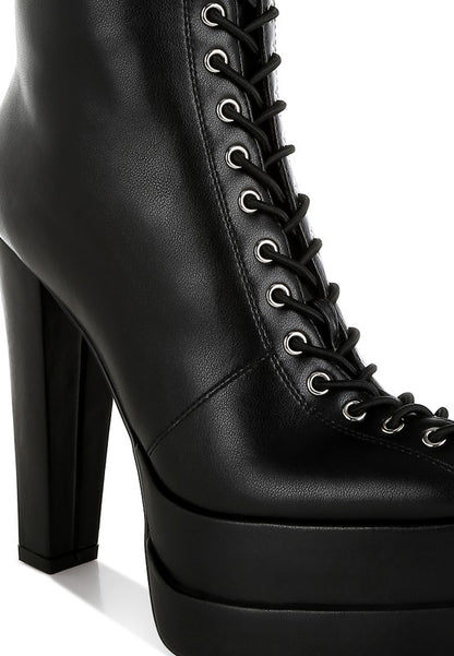 Sayal Faux Leather Lace Up Boots