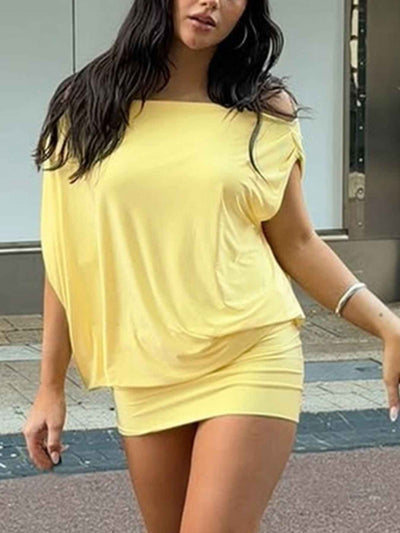 Off-Shoulder Ruched Mini Dress - Sculpted Bodycon Fit