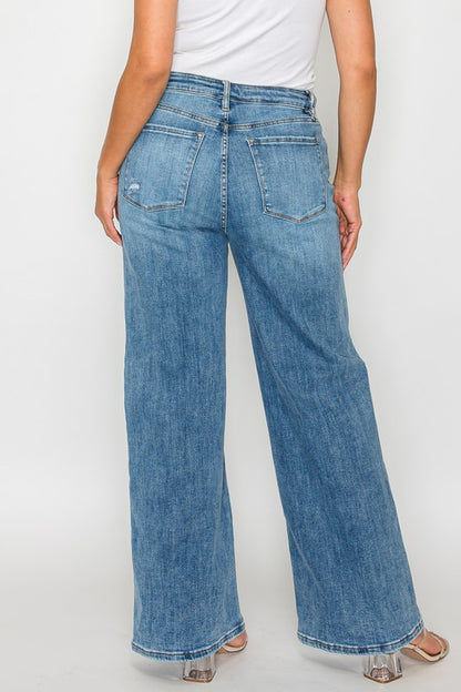 Full Size High Rise Wide Leg Jeans with Pockets