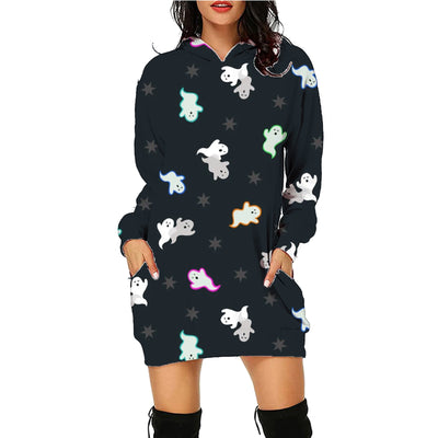 Halloween Hoodie - Long Sleeve Printed Sweater with Pockets