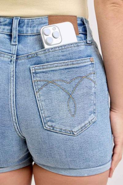 Judy Blue High Waist Slim Shorts - Cell Phone Pockets