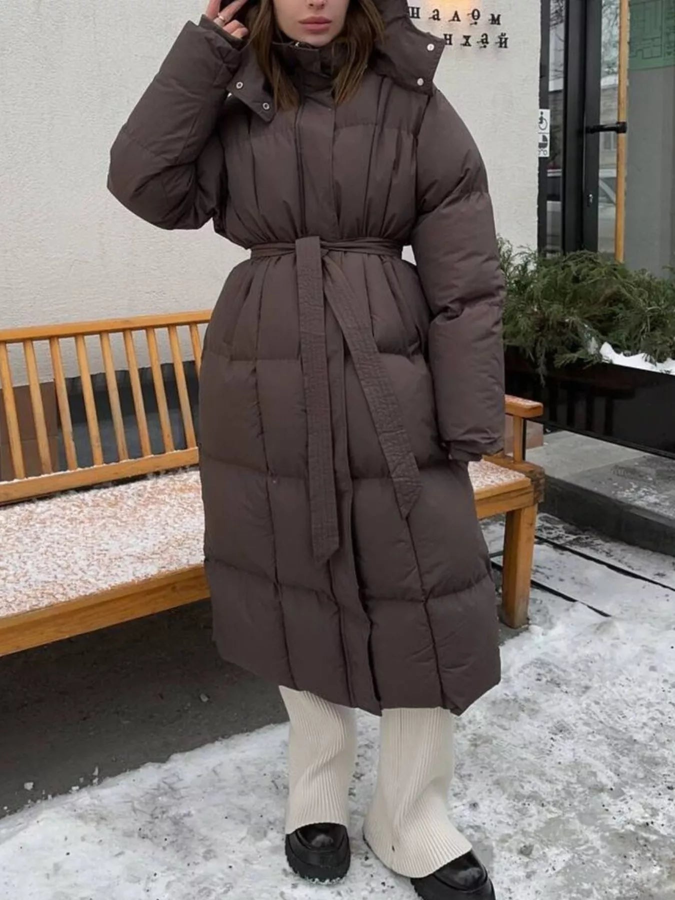 Longline Winter Coat - Padded with Belt - Fashions Envy