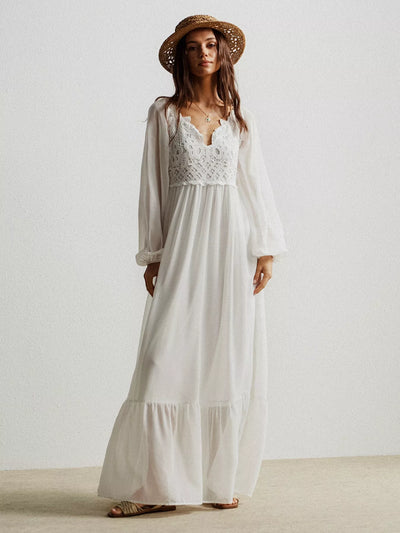 Bohemian Dreams Dress - Crochet Lace Maxi Boho Style - Fashions Envy