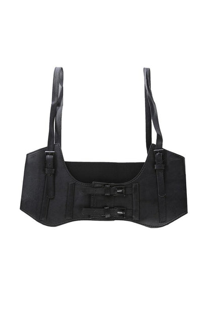 Black Underbust Shoulder Strap Corset Belt