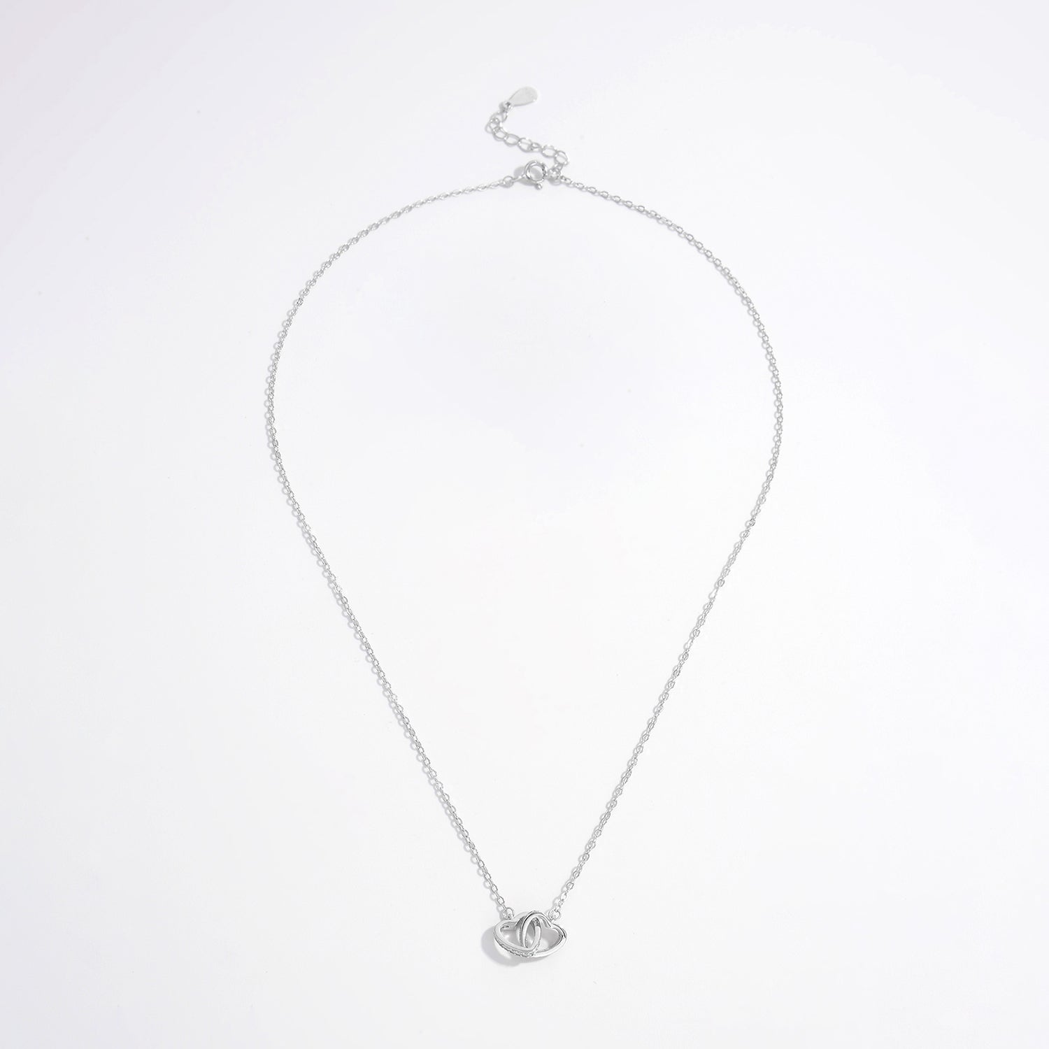 Inlaid Zircon Heart Necklace 925 Sterling Silver