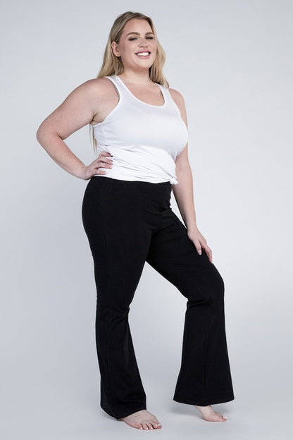 Plus Everyday Elastic Waist Flare Bottoms