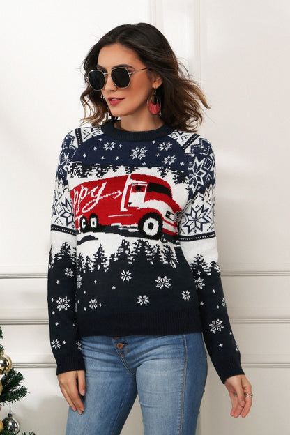 HAPPY Christmas Raglan Sleeve Sweater - Fashions Envy