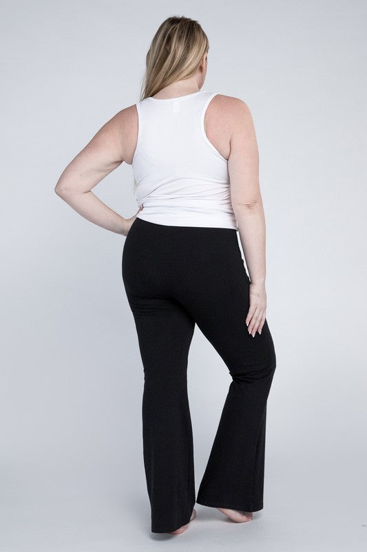 Plus Everyday Elastic Waist Flare Bottoms