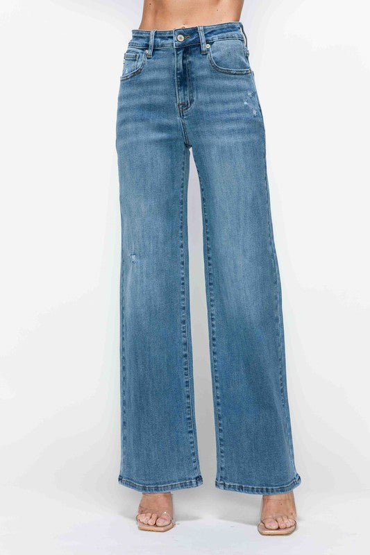 Full Size High Rise Wide Leg Jeans with Pockets