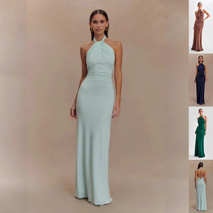Halter Backless Maxi Dress - Elegant Formal Gown