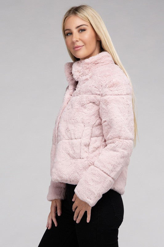 Fluffy Zip-Up Sweater Cozy Jacket