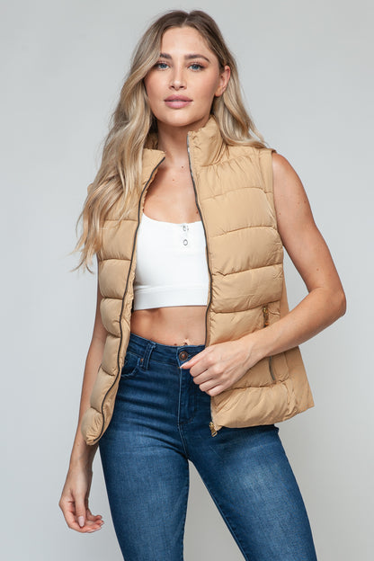 Snobbish Zip Up Turtleneck Vest with Pockets - Fashions Envy