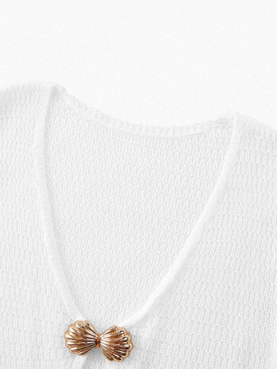 Crochet Knit Cover-Up Dress - Long Sleeve Boho Beach Style