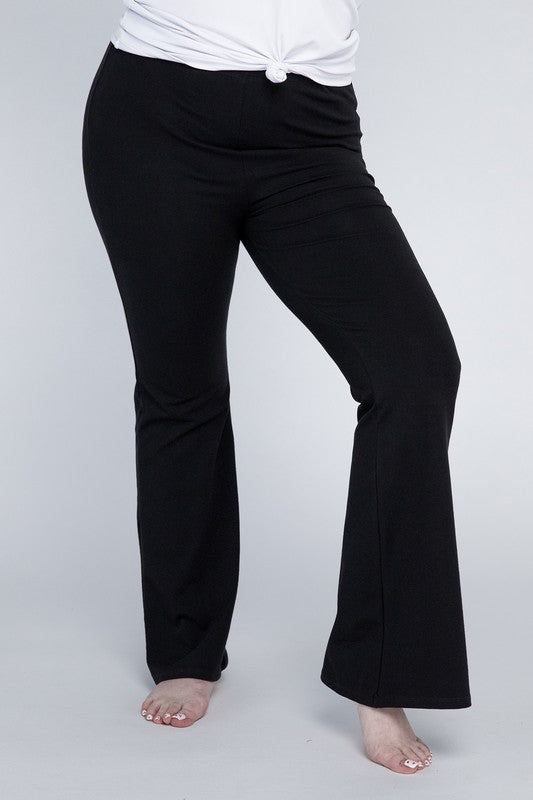 Plus Everyday Elastic Waist Flare Bottoms