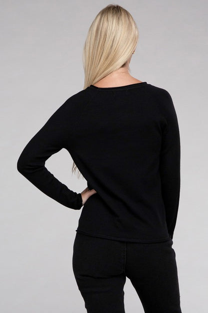 Long Sleeve Viscose Round Neck Basic Sweater