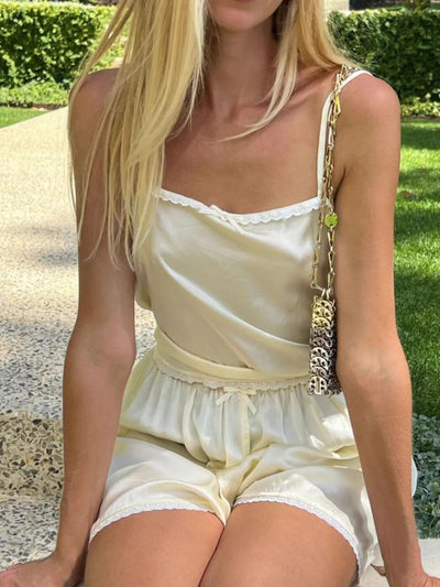 Trendsi Cami and Shorts Set in soft cream color, perfect for casual summer outings