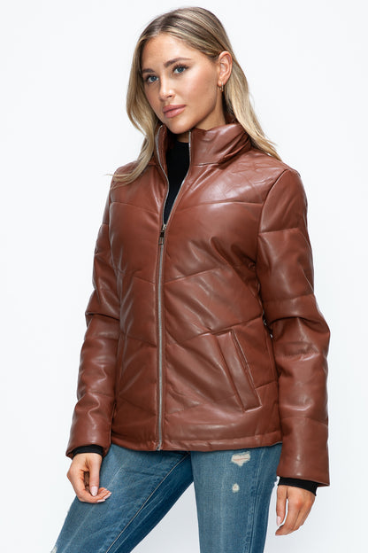 Brandy Pocketed Zip Up Puffer Jacket with Removable Hood