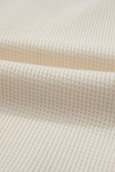 Waffle-Knit Two-Tone Long Sleeve Hoodie