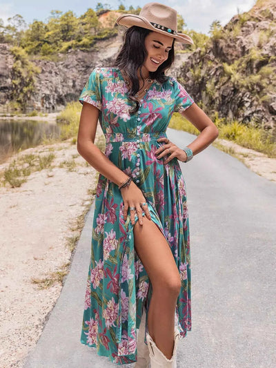 Floral Print Short Sleeve Dress