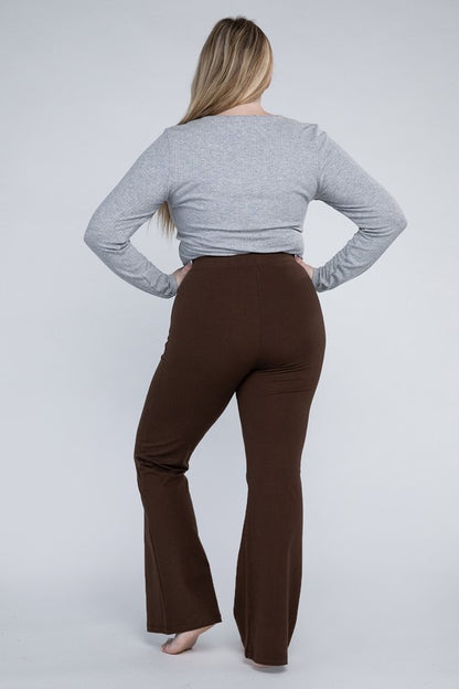 Plus Everyday Elastic Waist Flare Bottoms