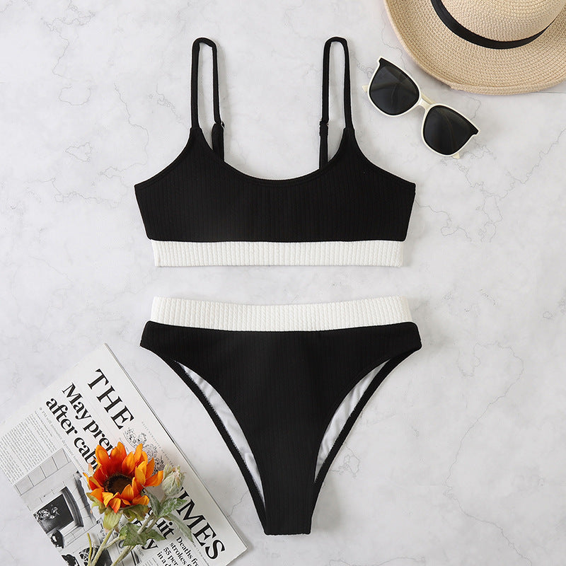 High Waist Full Coverage Halter Top Bikini Swimsuit