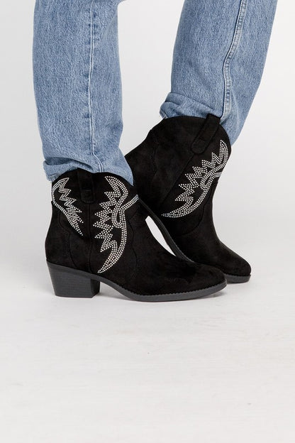 Slip On Rhinestone Western 2.3" Booties