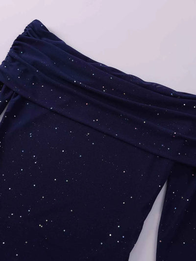 Glitter Off-Shoulder Maxi Dress