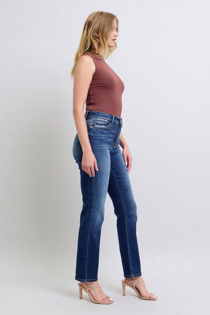 Full Size Washed Straight Leg Judy Blue Jeans with Pockets