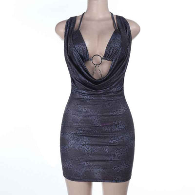 Feminine Cutout Bodycon Mini Dress - Chic Chain Detail