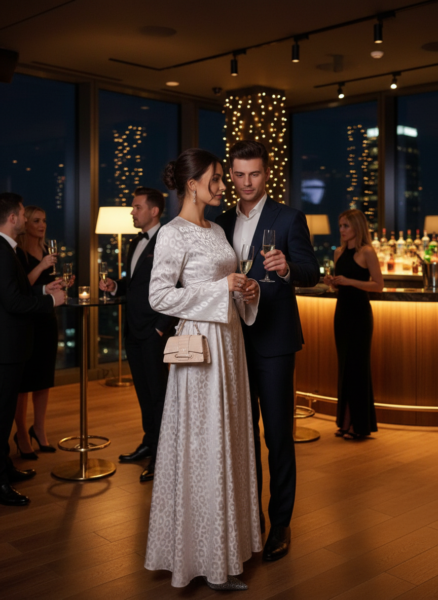 Chic cocktail party with leopard lace-up maxi dress