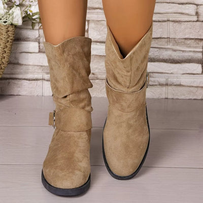 Trendsi Chic Slouchy Boots in Beige with a Stylish Folded Design and a Comfortable Fit