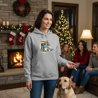 Christmas Fireplace Pup Hoodie 4