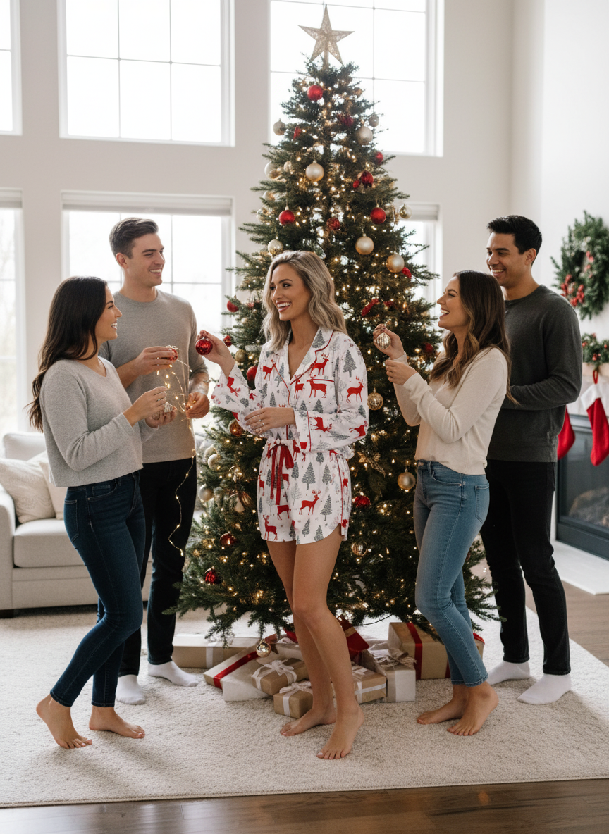 Christmas Pajama Set Lifestyle Image 3