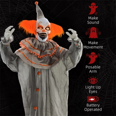 6' Tall Scary Clown Halloween Decoration - Sound Activated - Fashions Envy