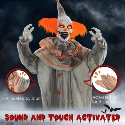 6' Tall Scary Clown Halloween Decoration - Sound Activated - Fashions Envy