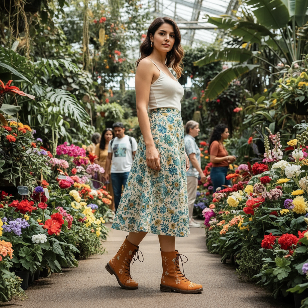 Coffee Brown Block Heel Ankle Boots Botanical Garden
