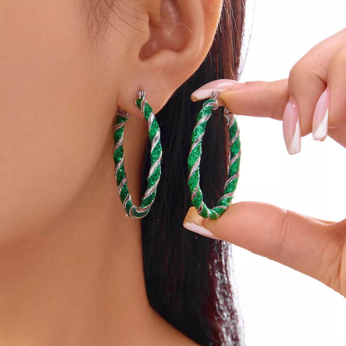 Holiday-Themed Colorful Hoop Earrings - Fashions Envy