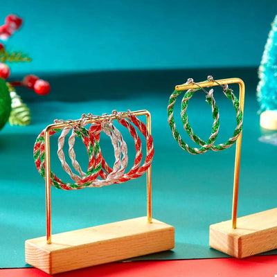 Holiday-Themed Colorful Hoop Earrings - Fashions Envy