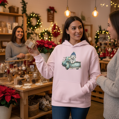 Cozy Winter Pup Hoodie Lifestyle 5