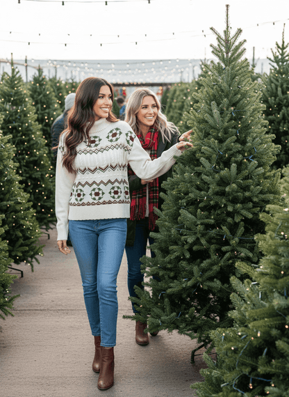 Cable Knit Turtleneck Sweater - Fair Isle Holiday Style - Fashions Envy