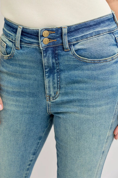 Judy Blue High Waist Vintage Wash Flare Jeans - Fashions Envy