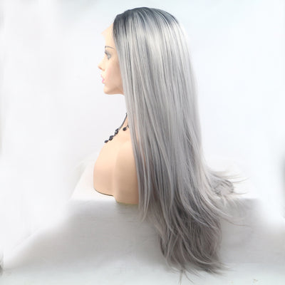 13*3" Lace Front Wigs Synthetic Long Straight 24" 130% Density - Fashions Envy