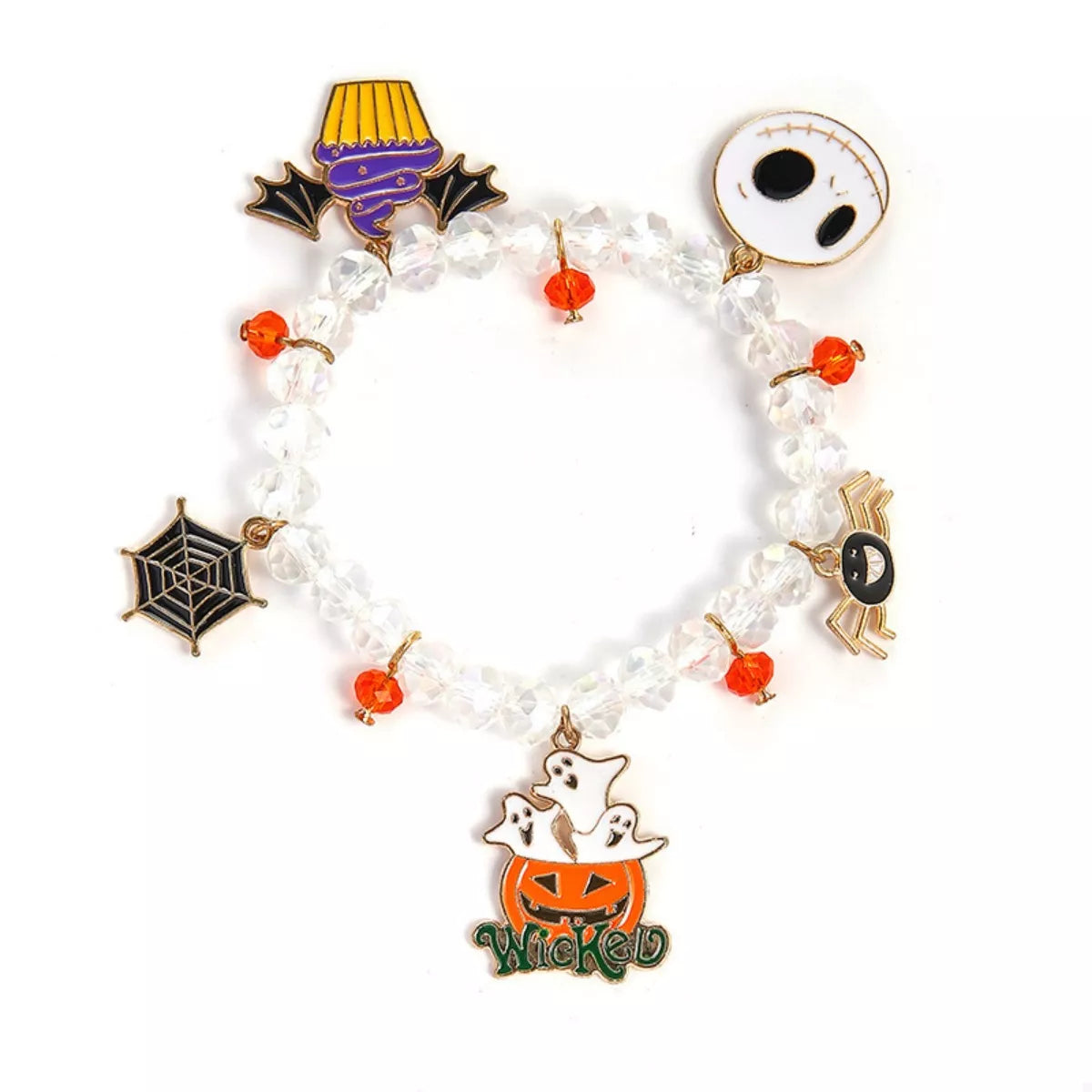 Halloween Charm Bracelet - Beaded Spooky Jewelry - Fashions Envy