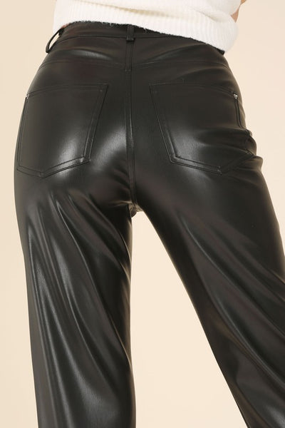 Vegan No Stretch Leather Pants - Fashions Envy