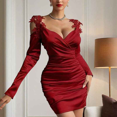 Lace Bodycon Dress - Off-Shoulder Backless Gown - Fashions Envy