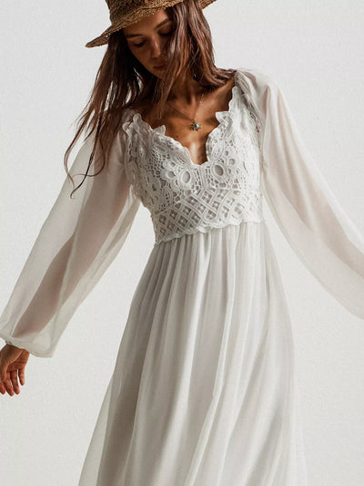 Bohemian Dreams Dress - Crochet Lace Maxi Boho Style - Fashions Envy