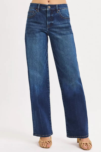 RISEN Wide Baggy Jeans Women - Mid Rise Relaxed Fit - Fashions Envy